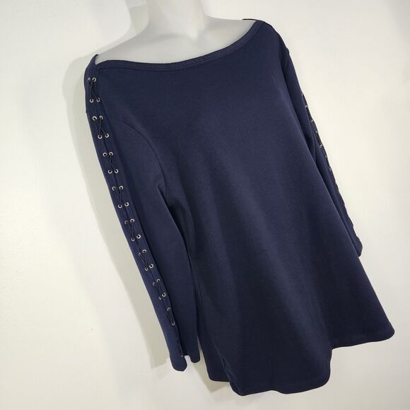 Carmen Marc Valvo Top Women XL Boatneck Pullover Stretch 3/4 Sleeve Braided Knit - Picture 4 of 8